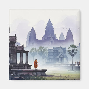 Imán Monje en la acuarela de Angkor Wat Camboya