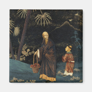 Imán Monje y Niño Japonés Antiguo G.A. Audsley
