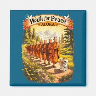 Imán Monjes caminando por la paz con perro aloka