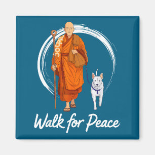 Imán Monjes que caminan por la paz y perro aloka camina