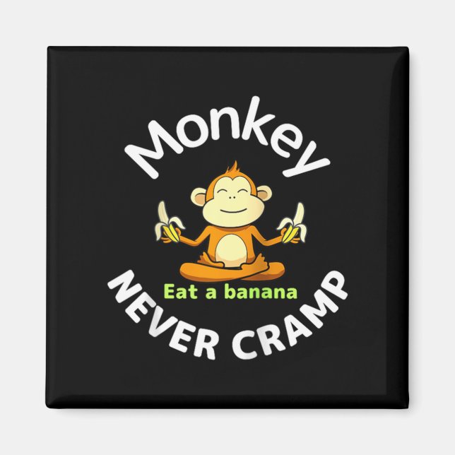 Imán Monkey Never Cramp Eat A Banana Raglan Baseball Te (Frente)