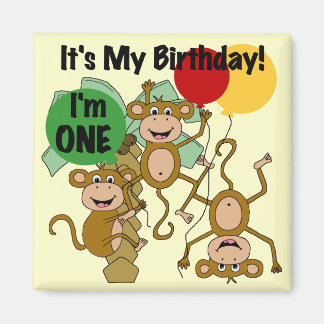Imán Monkey Shine Primera camiseta de cumpleaños y rega