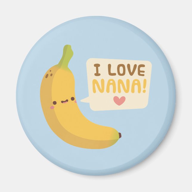 Imán Mono adorable, amo a Nana, broma de plátano (Frente)