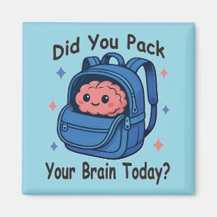 Imán Mono adorable con el chiste “¿Empacaste tu cerebro