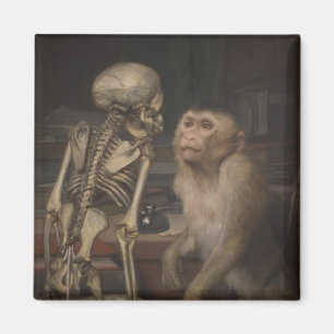 Imán Mono antes de un esqueleto (por Gabriel von Max)