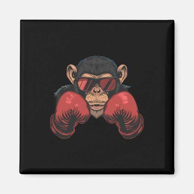 Imán Mono boxeador con guantes de boxeo kickboxing dive (Frente)