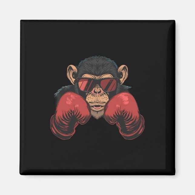 Imán Mono boxeador con guantes de boxeo kickboxing dive (Frente)