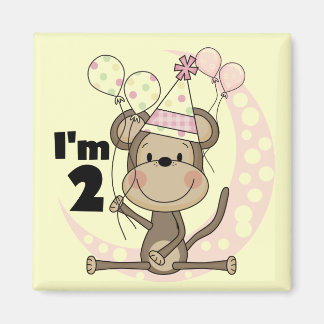 Imán Mono chica en Fiesta Gorra Segundo cumpleaños