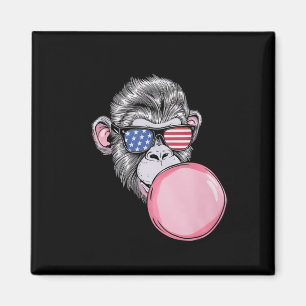 Imán Mono Con Bandera Estadounidense Sungles Regalo 4 D