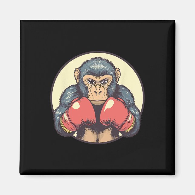 Imán Mono Con Guantes De Boxeo Determinados (Frente)