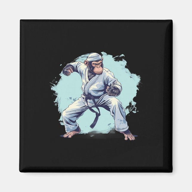 Imán Mono de Karate Artes Marciales Kickboxing Judo Mma (Frente)
