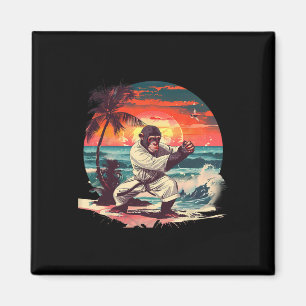 Imán Mono de kickboxing Atardecer tropical Taekwondo Mo