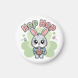 Imán Mono de Pascua adorable con cesta de saltos de con