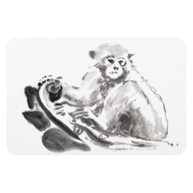 Imán Mono de pintura de lavado original Año Zodiac Magn (Horizontal)