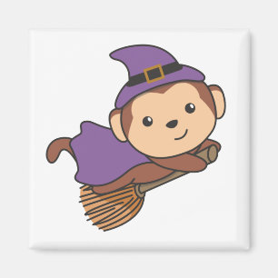 Imán Mono Halloween Brujas Niños Vestidos