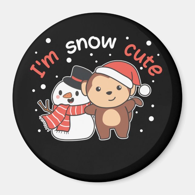 Imán Mono Te Amo Nieve Mucho Snowman Pun Magnet (Frente)
