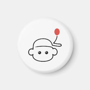 Imán Mono travieso en una gorra Arte de una línea con g