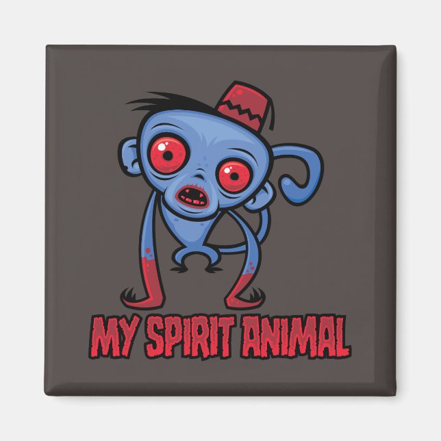 Imán Mono Zombie Es Mi Animal Espiritual (Frente)