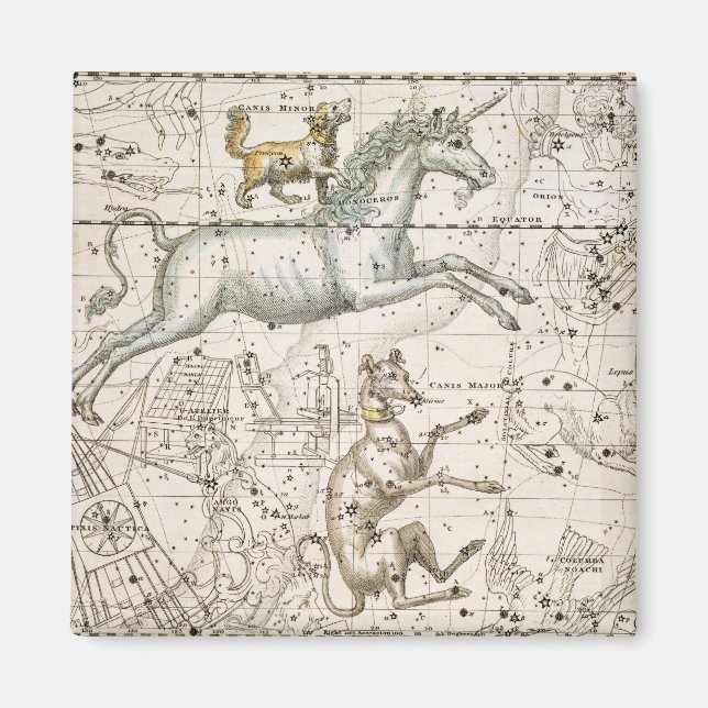 Imán Monoceros, de 'A Celestial Atlas', pub en 1822 (Frente)