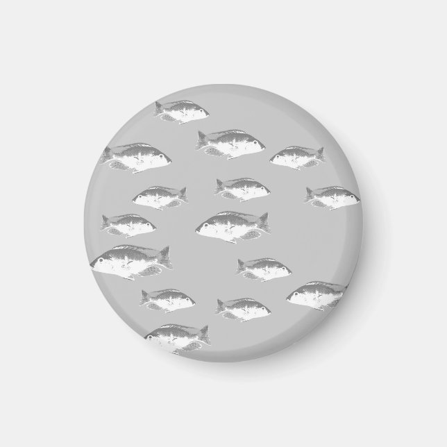 Imán Monochrome grey fish (Frente)