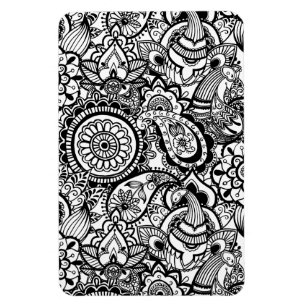 Imán Monofloral de paisley negro blanco lindo