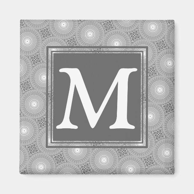 Imán Monogram grey circles pattern (Frente)
