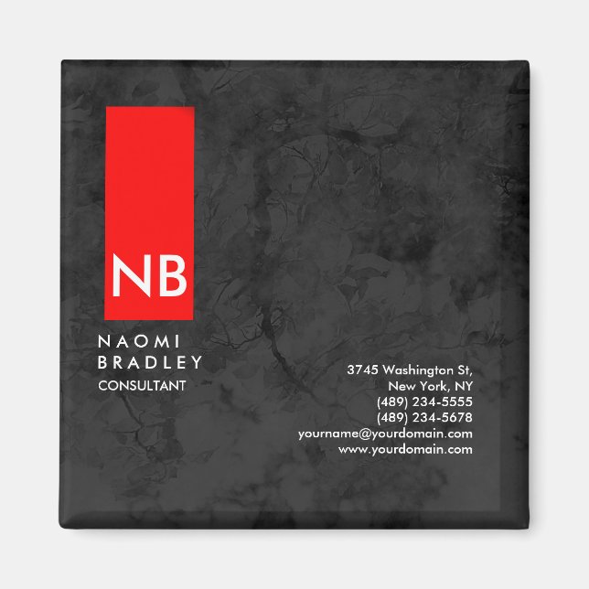 Imán Monogram Red Gray Pattern Modern Consultant (Frente)