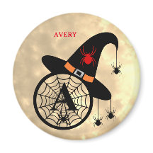 Monograma A Halloween Sky Spider Nombre Magnet
