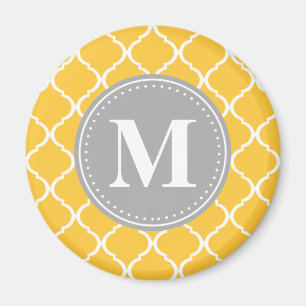 Imán Monograma amarillo girasol rojo marroquí