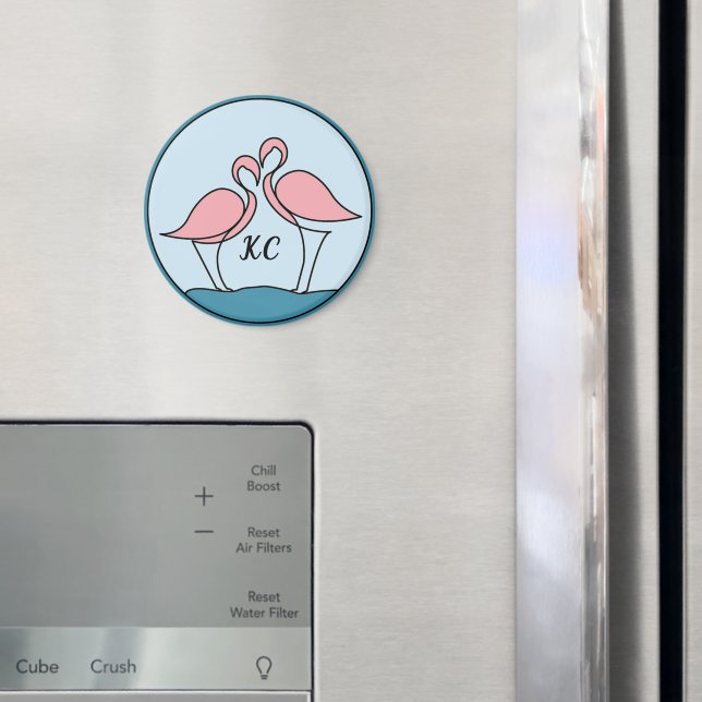 Imán Monograma arte rosado Flamingos o cocina fotográfi (In situ (nevera))