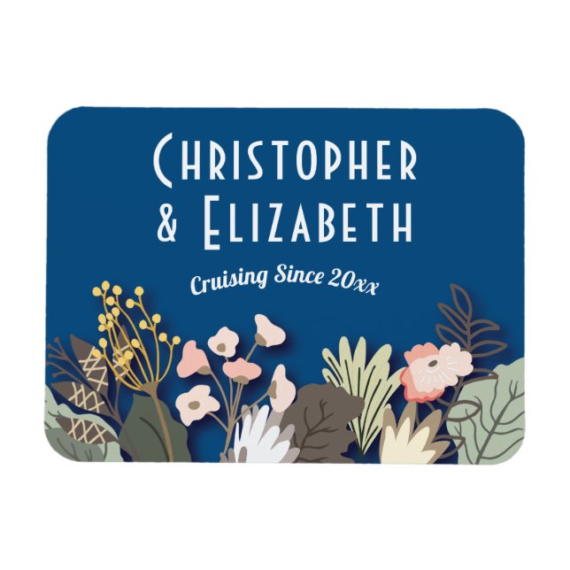 Imán Monograma azul del Buscador de puertas de crucero  (Horizontal)