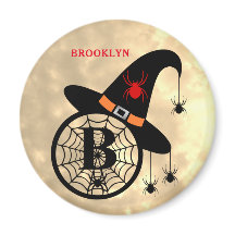 Monograma B Halloween Sky Spider Nombre Magnet