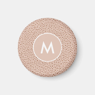 Imán Monograma Beige de moda con Terracotta Boho Brown