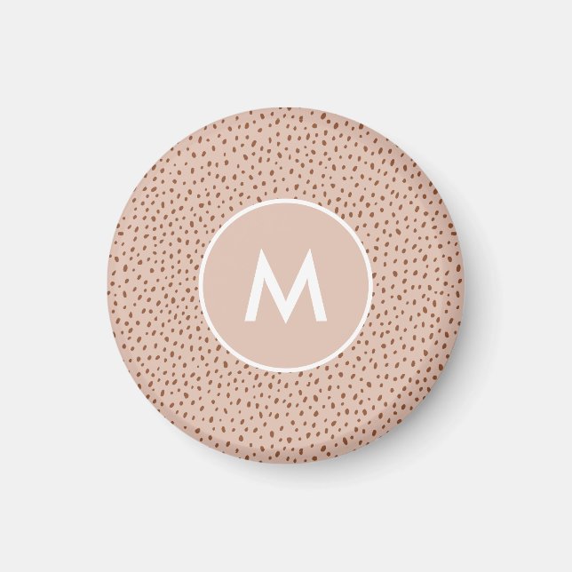 Imán Monograma Beige de moda con Terracotta Boho Brown (Frente)