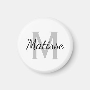 Imán Monograma blanco y negro personalizado frigorífic