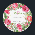 Imán Monograma Boda Floral Rosa<br><div class="desc">Monograma Imán floral rosa. Maravilloso para bodas,  duchas de novias y favores de fiesta ,  incluidos y paquetes de bienvenida. Sin embargo,  su uso va más allá de los bodas. Son amables por favores de fiesta para aniversarios y fiestas de la casa abierta,  o un nuevo hogar.</div>