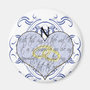 Imán Monograma Boda Vow Heart