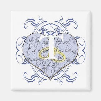 Imán Monograma Boda Vow Heart