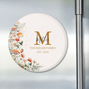 Imán Monograma Bosque Hongos Flores Floral botánico