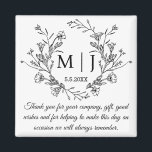 Imán Monograma Botánico de Verdor Agradecimiento de Bod<br><div class="desc">Muestra tu gratitud con este elegante imán de agradecimiento de boda botánico. Con un diseño exuberante de verdor y eucalipto.</div>
