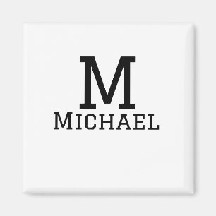 Imán Monograma capital masculino agregar nombre simple 