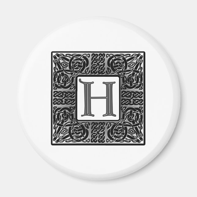 Imán Monograma Celta Plateado "H" (Frente)