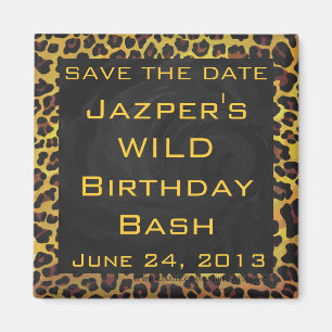 Imán Monograma con leopardo marrón y amarillo