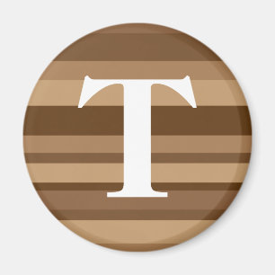 Imán Monograma con un fondo rayado colorido - T