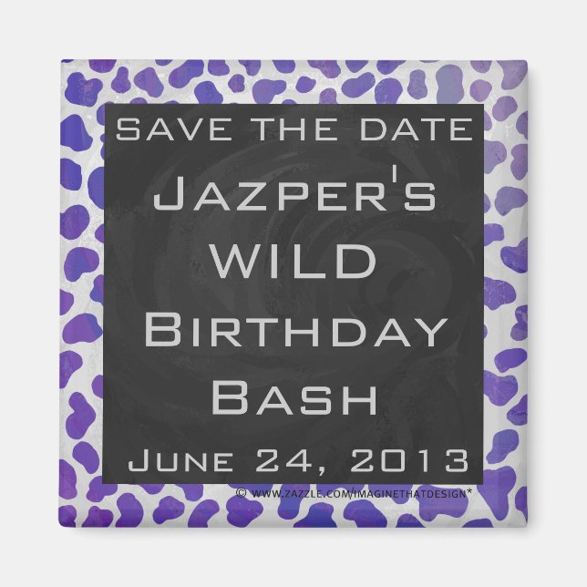 Imán Monograma Dalmatia Impresión púrpura y blanca (Frente)