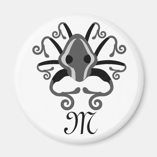 Imán Monograma de calamar gris (Frente)