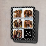 Imán Monograma de Collage de fotos Black White Instagra<br><div class="desc">El fondo incluye un patrón de cheurón opcional: utilice cinco fotos cuadradas para crear un regalo único y personal. O puedes mantener al cachorro hipster y hacer un keepsake de moda. Si necesita ajustar las imágenes,  haga clic en la herramienta personalizar para realizar cambios.</div>