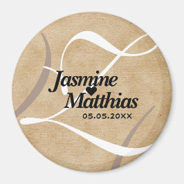 Imán Monograma de cosecha rústica Salven al Boda de fec