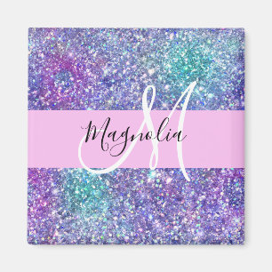 Imán Monograma de espuma de Purpurina azul y verde de G