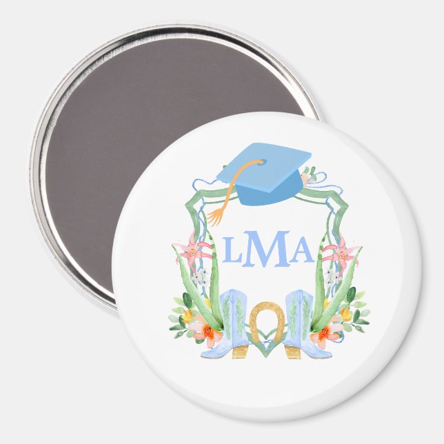 Imán Monograma de graduación de vaquera sureña elegante (Anverso/Reverso)